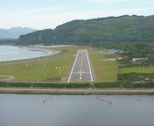 On final, runway 01, Oban, Scotland