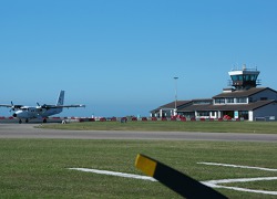 Commercial traffic at St Mary ́s – aircraft of Skybus connect isles of Scilly with Land ́s End
