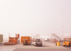 Fog at Pisa airport, Italy