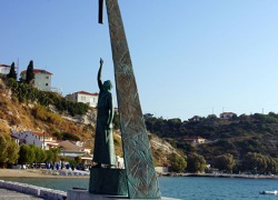 Statue of mathematician Pythagoras, the port of Pythagoreion